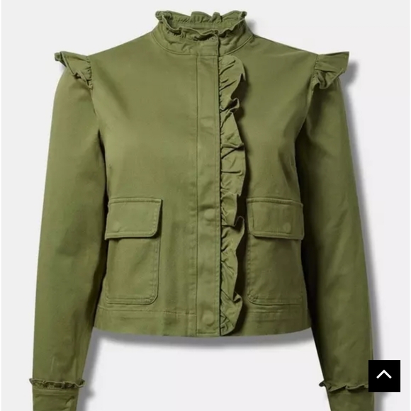 Torrid Lightweight Twill Ruffle Utility Jacket - Picture 4 of 5